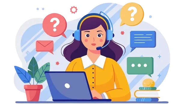 a girl using laptop illustration